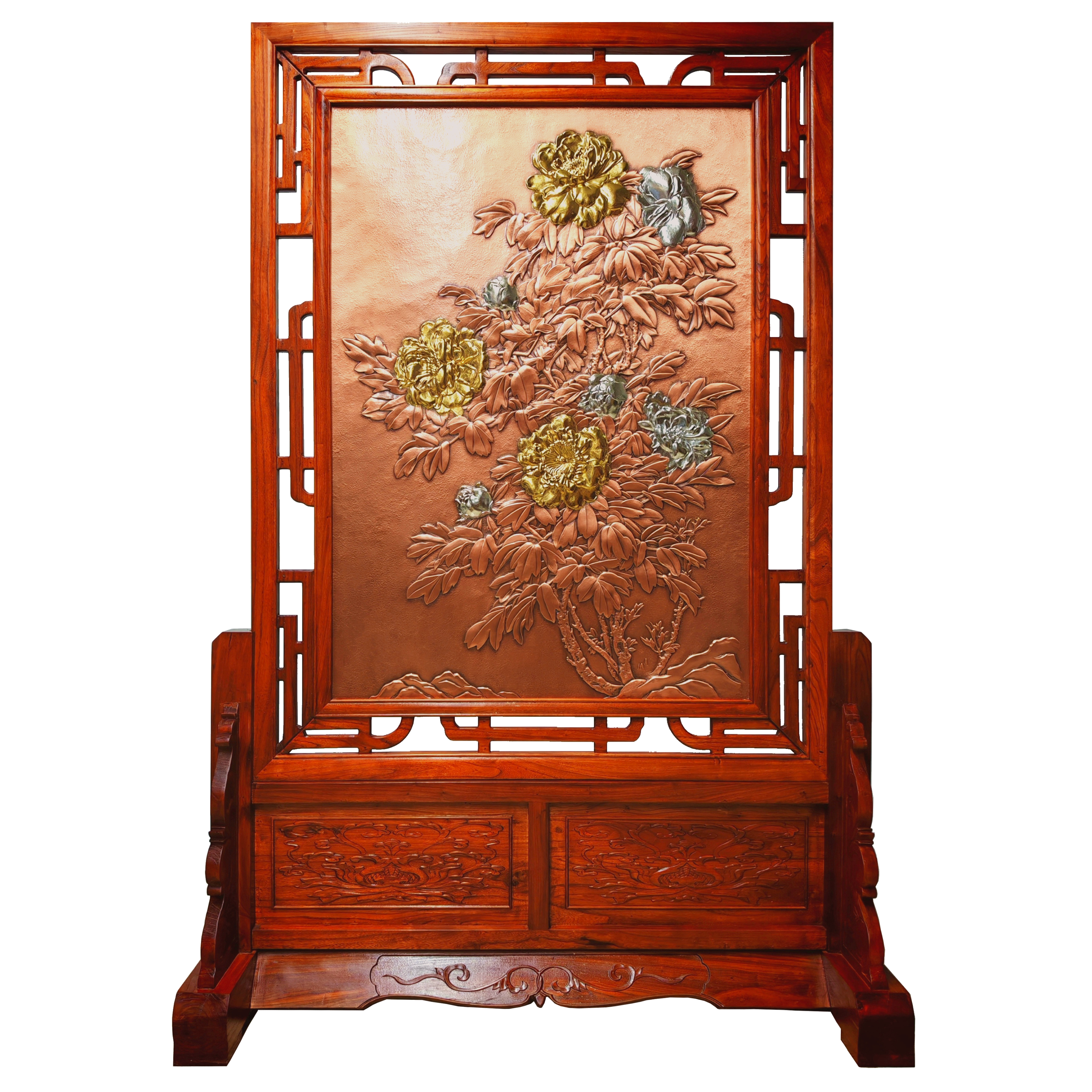 《富貴滿堂》紫銅屏風